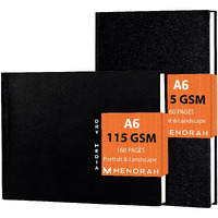 Menorah - Sketchbooks For Artists-A6-115 Gsm- (Pack Of 2 Combo )Pocket Size Sketchbook-(100 Pages/50 Sheets)-Drawing Book For Artists-(Size Landscape Sketchbook 10.5 Cm X 14.8 Cm & Portrait Sketchbook 14.8 Cm X 10.5 Cm)-Completely Handmade-Combo - Black