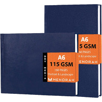 Menorah Paper Sketchbooks Artists-A6-115 Gsm- (Pack Of 2 Combo)Pocket Size-(100 Pages/50 Sheets, Size Landscape Sketchbook & Portrait Sketchbook 14.8 Cm X 10.5 Cm, Watercolor)