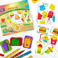 Imagimake Stamp Art Food, Coloring & Stamping Set For Girls & Boys 3 Years+, Multicolour