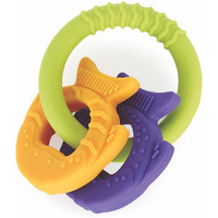 Beebaby Chewy Trinkets Soft Silicone Teether For 6 To 12 Months Baby, Bpa Free Teething Toy For Babies With Multiple Textured Surface For Soothing Gums. 100% Food Grade (Goldfish Shape)