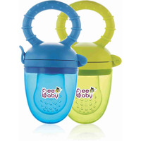 Beebaby Soft Silicone Nibbler With Extra Mesh For Babies, Baby Fruit & Food Feeder, Anti Choking Fruit Pacifier, Teether For Infant, 100% Bpa Free, 3 Months+ (Fruttino - Blue_Green)