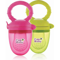 Beebaby Soft Silicone Nibbler With Extra Mesh For Babies, Baby Fruit & Food Feeder, Anti Choking Fruit Pacifier, Teether For Infant, 100% Bpa Free, 3 Months+ (Fruttino - Pink_Green)