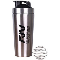Revolutionary Wellness Stainless Steel Black Shaker Bottle - 700Ml For Protein Shake 100% Leakproof | Free Rw Plant Protein Drink Mix (Steel/Silver)