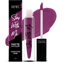 Renee Stay With Me Matte Liquid Lipstick, Long Lasting, Non Transfer, Water & Smudge Proof, Light Weight Liquid Lipstick, Thirst For Wine, 5Ml