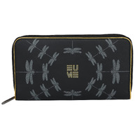 Eume Shaffron Wing Vegan Leather Dragonfly Uv Printed Wallet For Women | Ladies Purse With Card Holders Phone Pocket | Purse For Women |Black Color