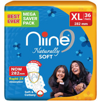 Niine Naturally Soft Xl Sanitary Pads (Pack Of 1) 40 Pads Extra Soft And Cottony