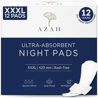 Azah Xxxl Sanitary Napkins For Women [Pack Of 12] | Extra Large Night Pads | Cottony Soft Sanitary Pads For Women | Xxxl Pads For Women | Leak Proof For Overnight Protection | Extra Long & Wide Back