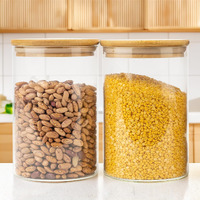 The Better Home Pack Of 2 Borosilicate Glass Jars With Bamboo Lid I Transparent Airtight Borosilicate Kitchen Containers Set | Glass Jars For Cookies Snacks Dry Fruits Nuts Pulses | 600 Ml Each