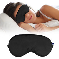 Boldfit Premium Silk Eye Mask For Traveling, Sleeping With Adjustable Strap, Blind Fold For Smooth&Comfortable Sleep-Black