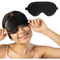 Boldfit Eye Mask For Sleeping With Adjustable Strap Super Soft Sleeping Mask Blind Fold For Comfortable Sleep Travelling Sleep Mask Pad For Girls - Black, Silk