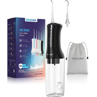 Oracura Oc300 Lite Smart Pro Water Flosser Black | 365 Days Warranty | 4 Modes | Micro-Bubble Technology | 2 Nozzle Tips | 4 Vibrant Colours | 300Ml Water Tank
