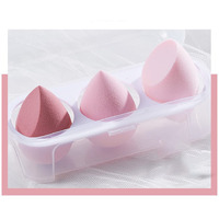Wolpin Beauty Blender 3 Pcs With Storage Box Makeup Sponges, Beauty Tools Women Professional Sponges Accessories Cosmetic Puff With Box Foundation Powder Sponge Dry & Wet Use (Sakura Pink)