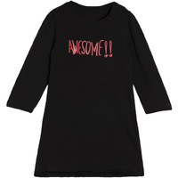 Miniklub Girls Round Neck Long Sleeve Knitted Cotton Black Color Dress (7-8Y)