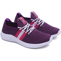 Asian Women's Angel-04 Sports Running,Walking Gym Lightweight With Knitted Fabric Extra Cushion Casual Sneaker Shoes For Ladies And Girls Purple