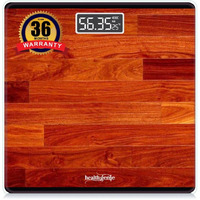 Healthgenie Weight Machine For Body Weight With 3 Yrs Warranty & Thick Tempered Glass Lcd Display Digital Weighing Machine (Red Wood) Hd-221