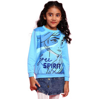 Bon Organik Girl's Cotton Hooded Neck Sweatshirt (Bon9159_Blue1_6-7Y) Blue