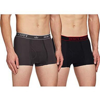 Dixcy Scott Cotton Originals Mens Trunk Snug Fit Solid Innerwear - Swish Trunk(Black And Dark Grey - Pack Of 2 )-S