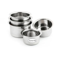 Kcl Stainless Steel - Ekonomica Tope Cookware Set | Flat Bottom Tope Set For Kitchen | Multipurpose Steel Bhagona For Home | Induction Compatible | 5 Various Size - 2000, 1500, 1000, 750 & 500 Ml