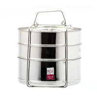 Kcl Stainless Steel - Cooker Separator Set With Lid & Lifter | Deep Stackable Container Set For Outer Lid Pressure Cooker | Suitable For 10 Litre Cooker | Multipurpose Container Set | Dishwasher Safe