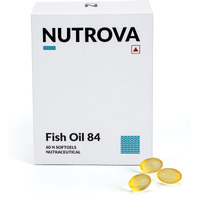 Nutrova Fish Oil 84 Omega-3 High Purity, Heavy Metal Tested, Small Enteric Coated Capsules For Brain, Heart, Skin & Hair Health (60 Softgel Capsules) 300Mg Epa + 250Mg Dha In 658Mg Of Fish Oil