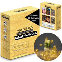 Mansaa Led Lights For Decoration | 18 Months Warranty, 35 Gold Balls | Christmas Decorations, Light Decor, Christmas Lights, Lights For Decoration, Christmas Decor With 3.5 Mtr Length (Yellow, 1 Pack)