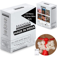 Mansaa Led Lights For Decoration | 18 Months Warranty, 35 Silver Balls | Christmas Decorations, Light Decor, Christmas Lights, Lights For Decoration, Christmas Decor With 3.5 Mtr Length (White,1 Pack)