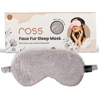 Ross 100% Mulberry Silk Faux Fur Sleep Mask Eye Mask, Super Smooth For Blind Fold (Grey - Fur)