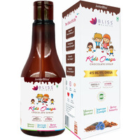 Bliss Welness Junior Bliss Kids Omega 3 6 9 + Multivitamins | Omega-3 Dha Epa Ala Vitamin A C D E | Focus Concentration Memory Iq Eyesight Immunity Brain Health Supplement - 100 Gm - Chocolate Syrup