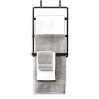 Anko Powder-Coated Iron, 3-Tiered Over-The-Door Towel Holder | Towel Hanger For Bathroom | Rustproof & Fast Draining | Black | 68(H) X 42 (W) Cms
