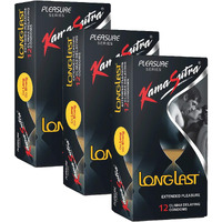 A 'Ks_Condom' Longlast Flavour Condom Made Of Natural Rubber Latex For Men(3 Pack Of 12 Condom Each)