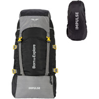 Impulse Rucksack Bags 60 Litres Travel Bag For Men Tourist Bags For Travel Backpack For Hiking Trekking Bag For Men Camping Keep Discovering Light Black With 1 Year Warranty One Size