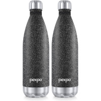 Pexpo Electro Hot & Cold Isi Certified Flask | Stainless Steel Water Bottle - 1000Ml Black, Pack Of 2 | Thermoflask | Office Bottle | Workout | Travelling | Home | Adults & Kids