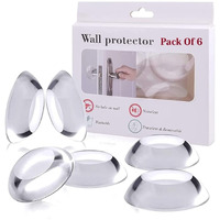 Hsr Door Knob Wall Protector 6Pcs Transparent Round Silicone Door Handle Bumper For Doorknobs, Headboard, Refrigerator Door, Cabinets