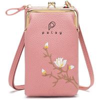 Palay Women's Small Cross-Body Phone Bag Stylish Pu Leather Mobile Cell Phone Holder Pocket Purse Wallet Sling Bag Mini Shoulder Bags (Pink)