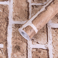 Wolpin Wall Stickers Diy Wallpaper Decal (45 Cm X 10 M) 3D Brick Pvc Vinyl Self Adhesive House Decorative, Living Room, Contact Paper Interior, Diana Brown