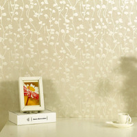 Wolpin Wall Stickers Butterfly Leaves Wallpaper For Hall Room (45 X 600 Cm) Textured Self Adhesive Decals, Beige