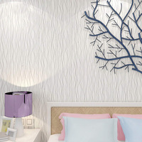 Wolpin Wall Stickers Wallpaper Office Restaurant Design (45 Cm X 10 M) Stripe Living Room, Hall Bedroom Decal Silver, White