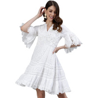 Ishin Women's Cotton Above Knee Lenght A-Line Indo Western Dress Dhtopknm-13023_Xl_White