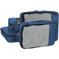 Fatmug Packing Cubes Travel Pouch Bag/Clothes Organiser Set Of 4(2 Large And 2 Medium) (Navy Blue) - Polyester