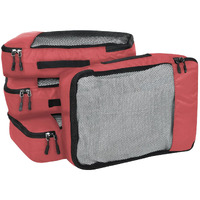 Fatmug Polyester Packing Cubes/Travel Pouch/Bag Suitcase Luggage Organiser Set Of 4-Medium Size (Red)
