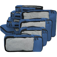 Fatmug Polyester Packing Cubes Travel Pouch Bag Organiser Set Of 8 (2X Large-Medium-Small And Slim, Navy Blue)