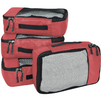 Fatmug Packing Cubes/Travel Pouch/Bagpack Suitcase Organiser Set Of 4 - Small Size (Red)