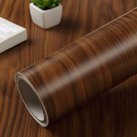 Wolpin Wall Stickers Wood Wallpaper (Mahogany Brown, 45 Cm X 12 M) Wardrobe Furniture Makeover