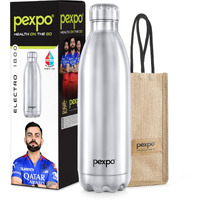 Pexpo Electro Pro Hot & Cold Isi Certified With Jute Bag | Stainless Steel Water Bottle - 1800Ml Silver | Thermoflask | Office Bottle | Workout | Travelling | Home | Rcb Edition