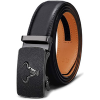 Contacts Genuine Leather Belt For Men With Autolock Buckle - Micro Adjustable Belt Fit Everywhere | Formal & Casual | Elegant Gift Box (Black Saffiano)
