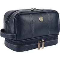 Hammonds Flycatcher Genuine Leather Toiletry Bag For Men And Women Cosmetic Organizer Bag, Travel Organizer Pouch, Shaving Kit Bag For Men Toiletry Pouch For Men With Multiple Pockets - Blue