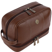 Hammonds Flycatcher Genuine Leather Toiletry Bag For Men And Women Cosmetic Organizer Bag, Travel Organizer Pouch, Shaving Kit Bag For Men Toiletry Pouch For Men With Multiple Pockets - Brushwood