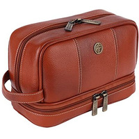 Hammonds Flycatcher 11 Cms Genuine Leather Toiletry Bag For Men, Tan Dopp Kit, Travel Accessory- Toiletry Kit, Large Shaving Kit Bag, Grooming Kit Organizer, Hand Stitched Vanity Case