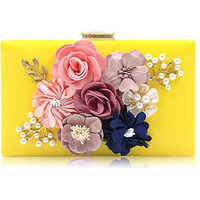 Inovera (Label) Ladies Floral Evening Clutch Women Party Wedding Purse Bag (Yellow)