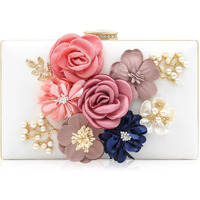 Inovera (Label) Ladies Floral Evening Clutch Women Party Wedding Purse Bag (White)